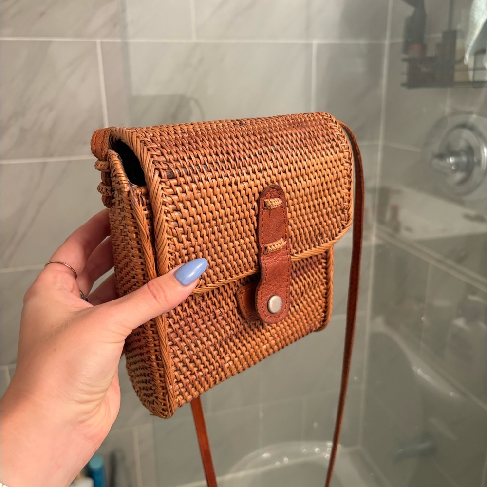 Brown Woven Crossbody Bag